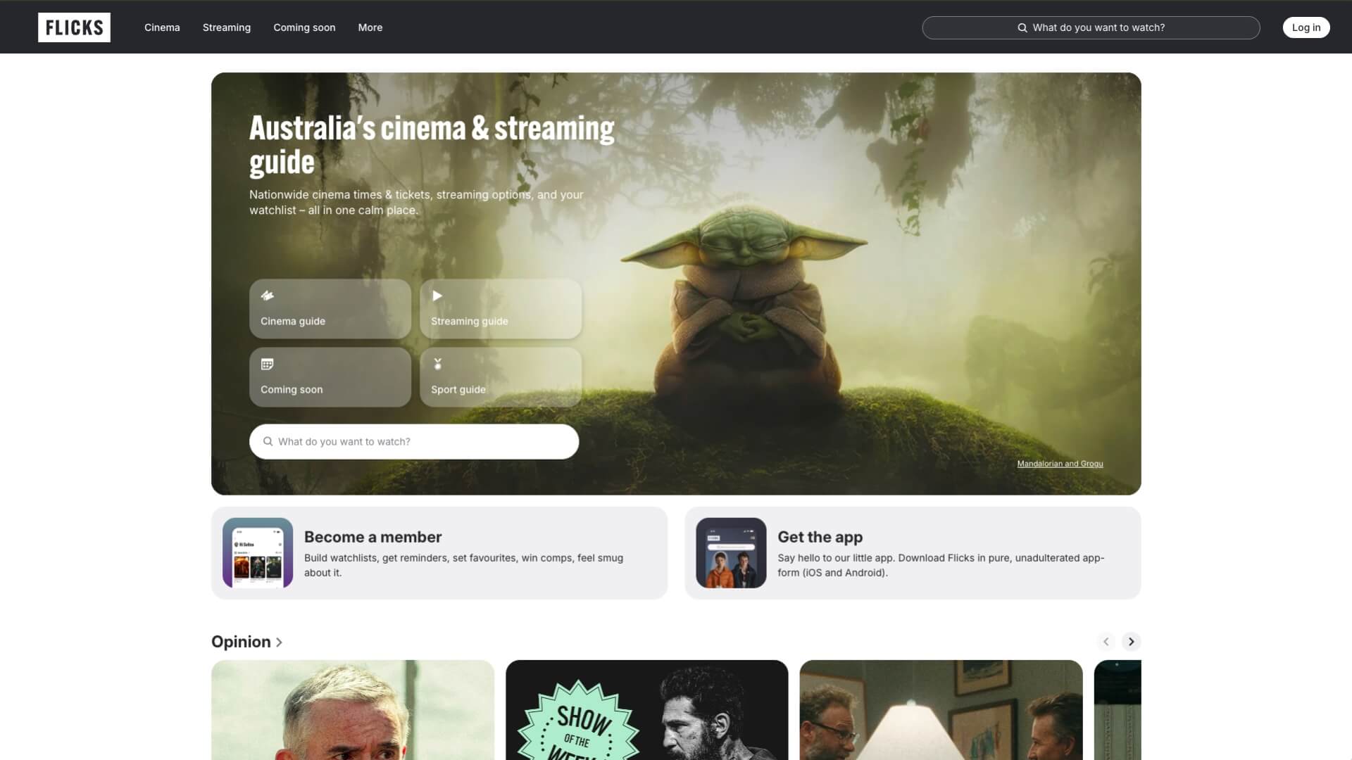 Flicks streaming and cinema guide interface across Australia and New Zealand